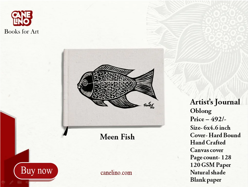 Canelino Handmade Landscape Sketchbook - 120gsm Acid-Free Maplitho Paper - Hardbound Canvas Cover (6x4.6") - For Ink & Mixed Media image 3
