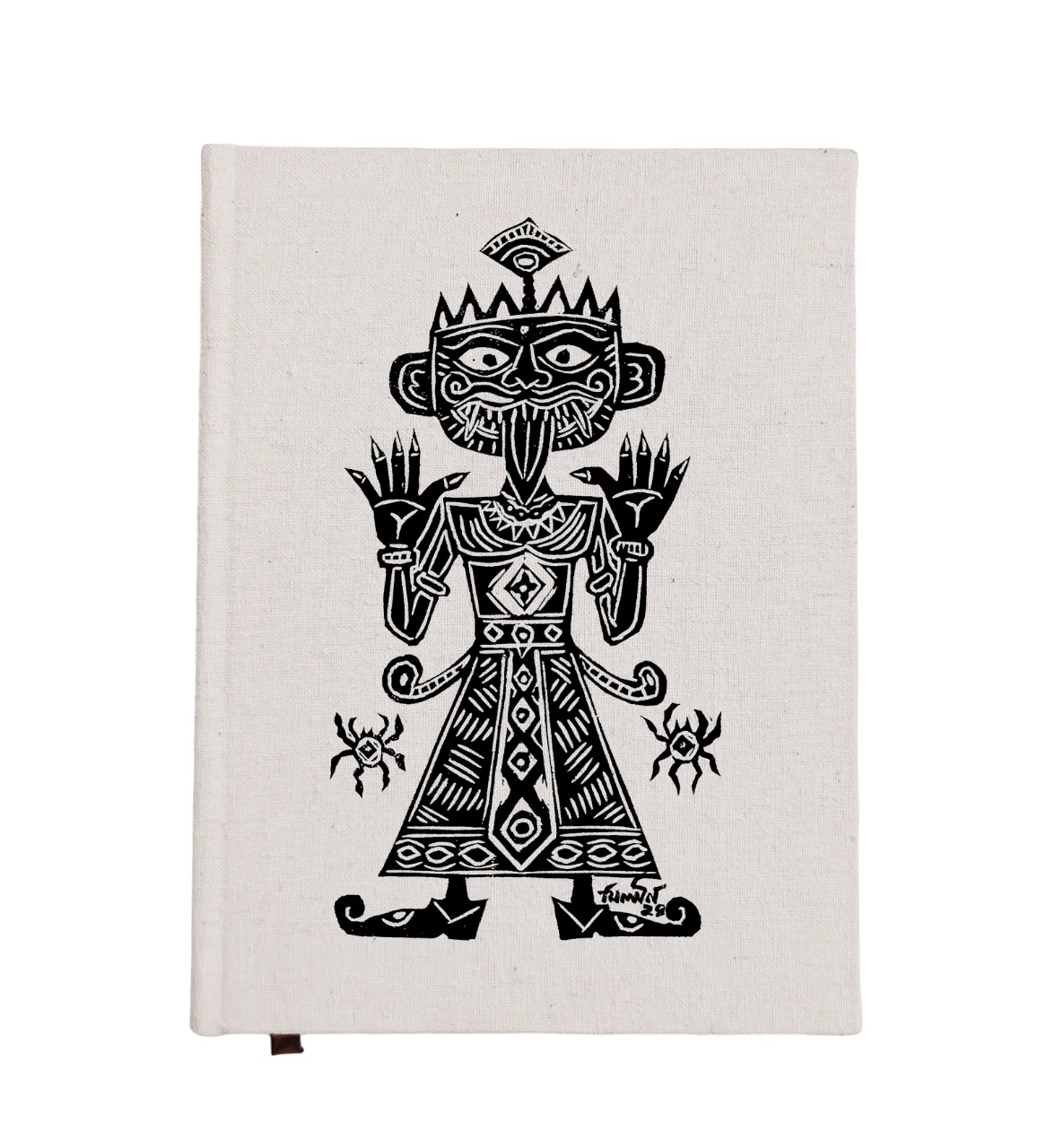 Canelino Artisanal Writing Journal, 192 Pages, Hard bound, 5.9"x7.9"inches, Ruled, Original Linocut design print